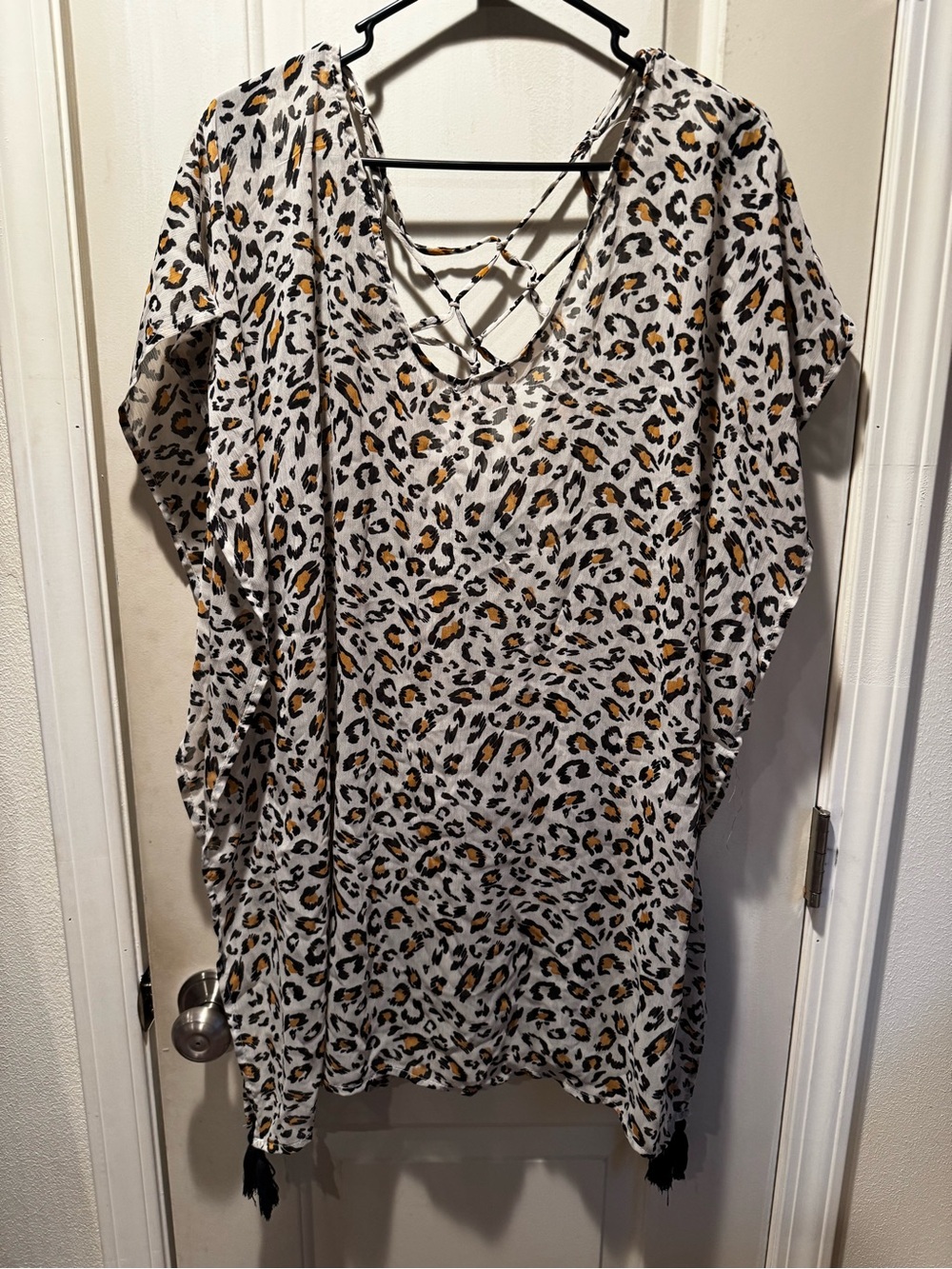 Leopard Print Swim Coverup - White & Gold